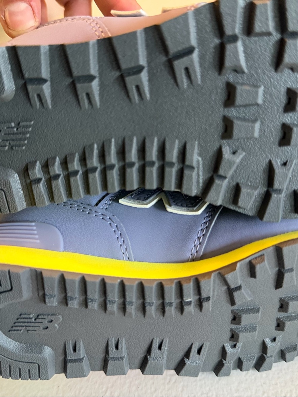 New Balance Kids' Lavender 574 Sneakers with Neon Accent - Picture 4 of 5